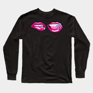 Female Lips Pattern Long Sleeve T-Shirt